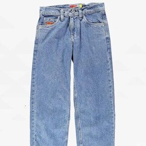 Empyre Blue denim straight leg jeans with embroidered back pocket #streetwear